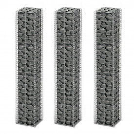 Set 3 gabioane din sârmă galvanizată 25 x 25 x 150 cm