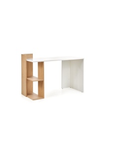 Set birou copii HM Fino, PAL Melaminat, rafturi, stejar auriu alb cu scaun HM Andy verde, mesh, 102 kg si dulapior rulant HM Simon 2, cu roti, front MDF, alb - Img 2
