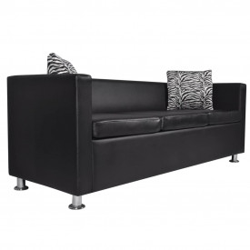 Set canapele 3 locuri și 2 locuri, piele artificială, negru - Img 4