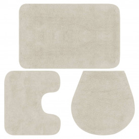 Set covorașe baie, 3 piese, alb, textil - Img 1