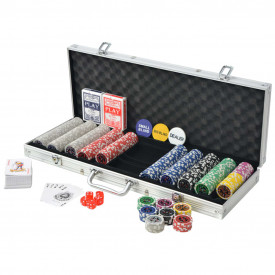 Set de poker cu 500 de jetoane cu laser din aluminiu - Img 2