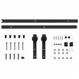 Set feronerie pentru uși glisante, negru, 183 cm, oțel - Img 5