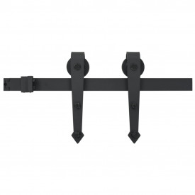 Set feronerie pentru uși glisante, negru, 200 cm, oțel - Img 2
