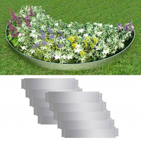 Set gard de gazon, 10 buc, oțel galvanizat, 100 x 20 cm