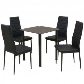 Set masă și scaune de bucătărie, 5 piese, negru
