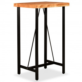 Set mobilier bar, 3 piese, lemn masiv sheesham, piele naturală - Img 11