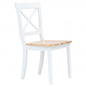 Set mobilier bucătărie, 5 piese, alb &amp; maro, lemn masiv hevea - Img 3
