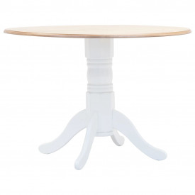 Set mobilier bucătărie, 5 piese, alb &amp; maro, lemn masiv hevea - Img 8