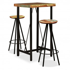 Set mobilier de bar, 3 piese, lemn masiv reciclat - Img 1