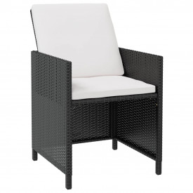 Set mobilier de exterior 11 piese, poliratan și acacia, negru - Img 3