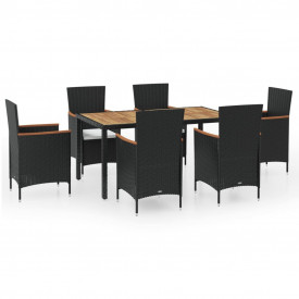 Set mobilier de exterior, 13 piese, poliratan, blat lemn acacia - Img 2