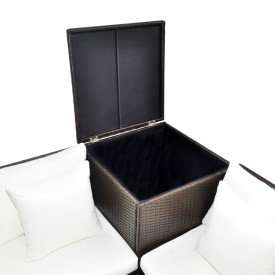 Set mobilier de exterior, 14 piese, poliratan, maro - Img 4