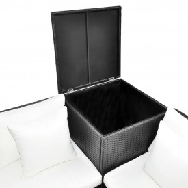Set mobilier de exterior, 14 piese, poliratan, negru - Img 4