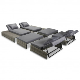 Set mobilier de exterior, 15 piese, poliratan, gri - Img 2
