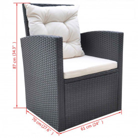 Set mobilier de exterior 18 piese, poliratan, negru - Img 10