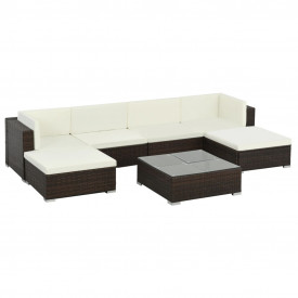Set mobilier de exterior, 19 piese, poliratan, maro