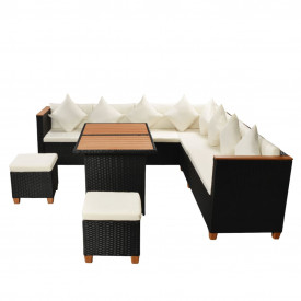 Set mobilier de exterior, 29 piese, poliratan, blat WPC, negru - Img 4