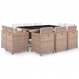 Set mobilier de exterior 31 piese, poliratan, gri/bej