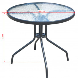 Set mobilier de exterior, 5 piese, oțel, 80 x 71 cm, negru - Img 11