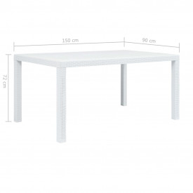 Set mobilier de exterior, 7 piese, alb, plastic, aspect ratan - Img 12