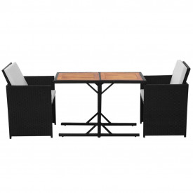 Set mobilier de exterior 7 piese, poliratan, negru - Img 3