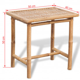 Set mobilier de exterior cu masă laterală și perne, bambus - Img 9