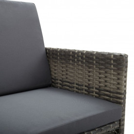 Set mobilier de exterior cu perne, 9 piese, gri, poliratan - Img 9