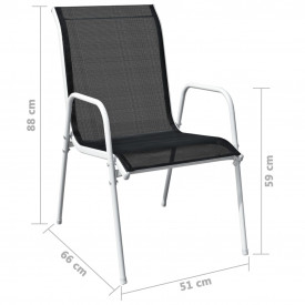 Set mobilier de exterior, oțel și textilenă, 50 x 71 cm, negru - Img 11