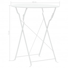 Set mobilier de exterior tip bistro, 3 piese, alb, oțel - Img 8