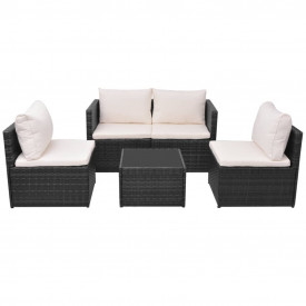 Set mobilier de grădină, 13 piese, poliratan, negru - Img 2