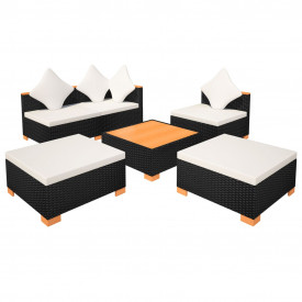 Set mobilier de grădină 15 piese, poliratan, blat WPC, negru - Img 7