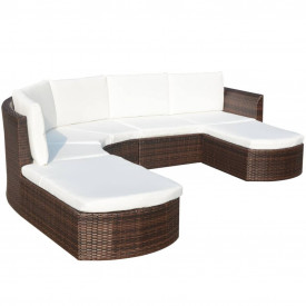 Set mobilier de grădină, 16 piese, poliratan, maro - Img 3
