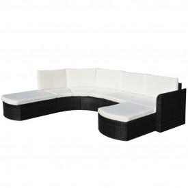 Set mobilier de grădină, 16 piese, poliratan, negru