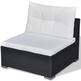 Set mobilier de grădină 17 piese, poliratan, negru - Img 11