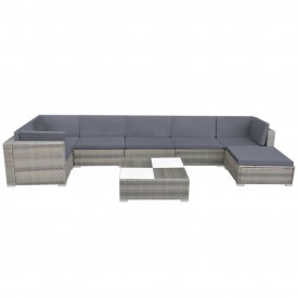 Set mobilier de grădină, 24 piese, poliratan, gri - Img 3