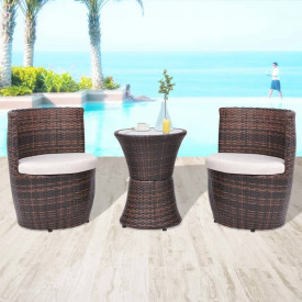 Set mobilier de grădină, 5 piese, poliratan, maro
