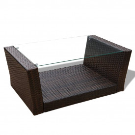 Set mobilier de grădină cu canapea 10 piese, poliratan, maro - Img 6