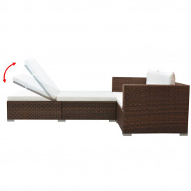 Set mobilier de grădină cu canapea 8 piese, poliratan, maro - Img 4