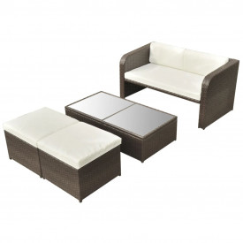 Set mobilier de grădină cu canapea 9 piese, maro, poliratan - Img 2