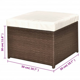 Set mobilier de grădină cu canapea 9 piese, maro, poliratan - Img 12