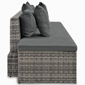 Set mobilier de grădină cu perne, 4 piese, gri, poliratan - Img 5