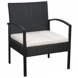 Set mobilier de grădină cu perne, 5 piese, negru, poliratan - Img 2
