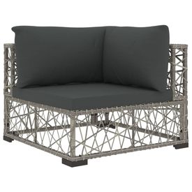 Set mobilier de grădină cu perne, 8 piese, gri, poliratan - Img 3