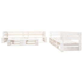 Set mobilier de grădină din paleți, 6 piese, alb, lemn FSC