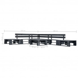 Set mobilier de grădină din paleți, 6 piese, negru, lemn FSC - Img 3