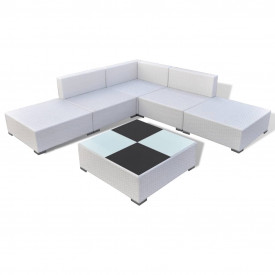Set mobilier de grădină din poliratan 15 piese Alb - Img 3