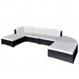 Set mobilier de grădină din poliratan 16 piese negru