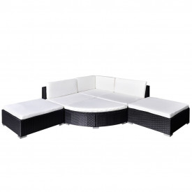 Set mobilier de grădină din poliratan 16 piese negru - Img 2