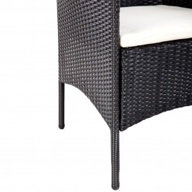 Set mobilier grădină, 7 piese, poliratan, negru și alb crem - Img 5