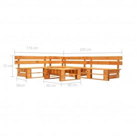 Set mobilier grădină din paleți, 4 piese, maro miere, lemn FSC - Img 3